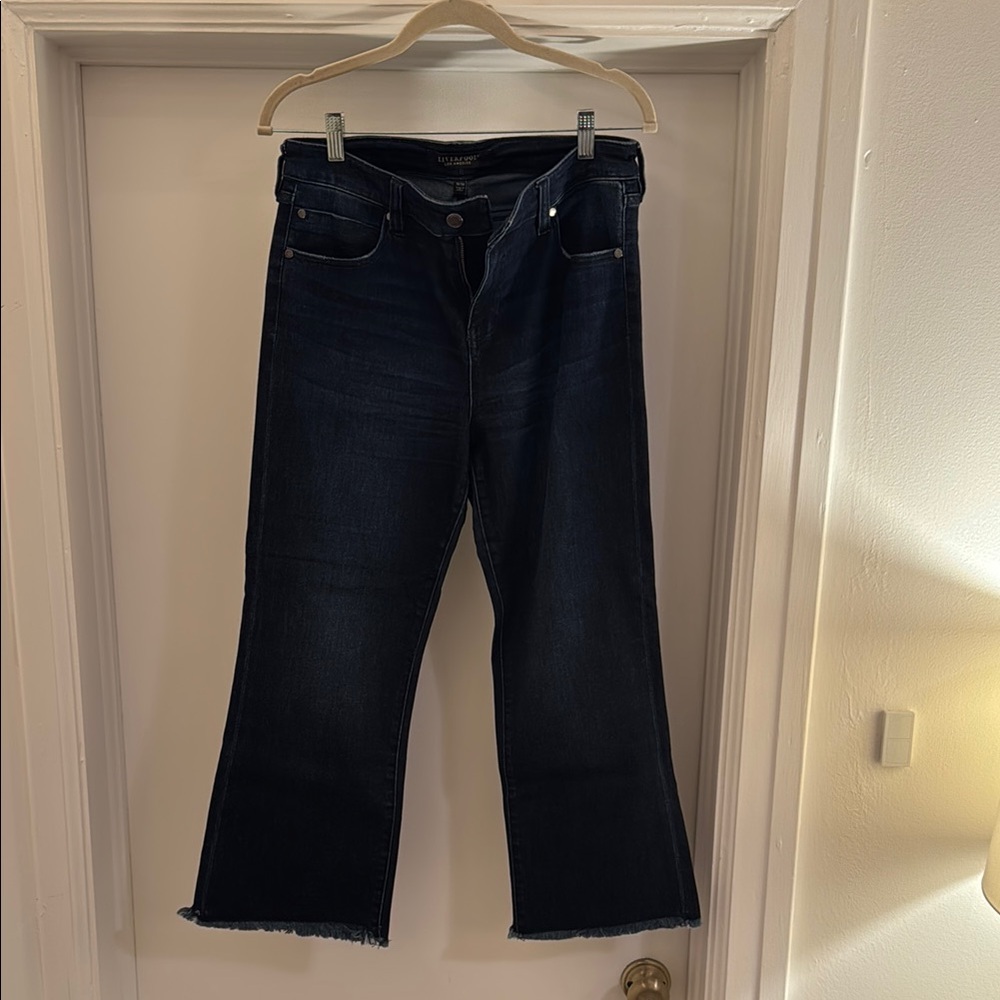 Dark Blue Women's Liverpool fray hem Jeans